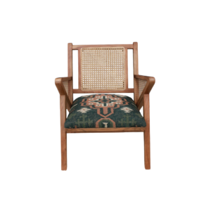 Green Kilim Rattan Occasional Chair