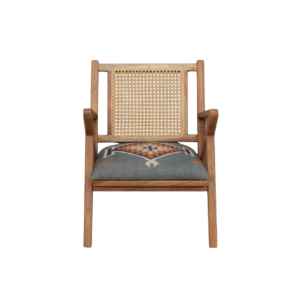 Blue Kilim Rattan Occasional Chair