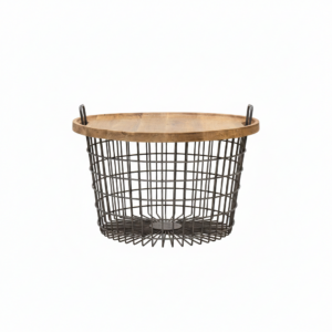 Metal Basket Coffee Table with Wooden Tray Lid