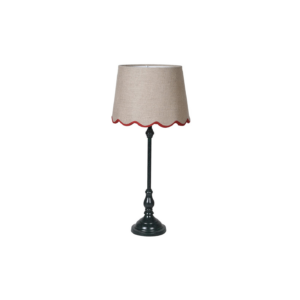 Slim Lamp with Red Scalloped Linen Shade