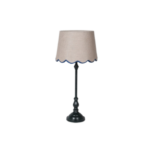 Slim Lamp with Blue Scalloped Linen Shade