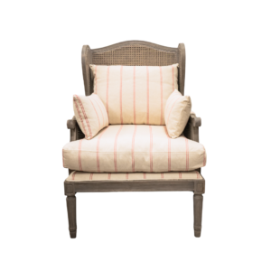 Rattan Wing Red Ticking Stripe Armchair