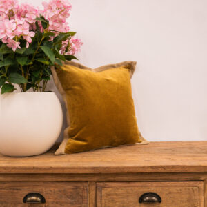 Cumin Cotton Velvet Contrast Cushion