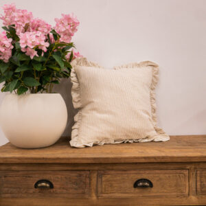 Natural Stripe Frill Cushion