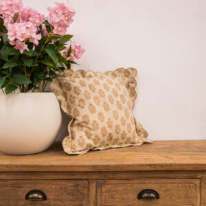 Natural Scallop Blockprint Cushion