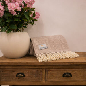 Tweedmill 100% Wool Fishbone Throw in Hazel