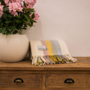 Tweedmilll 100% Wool Stripe Throw in Primrose