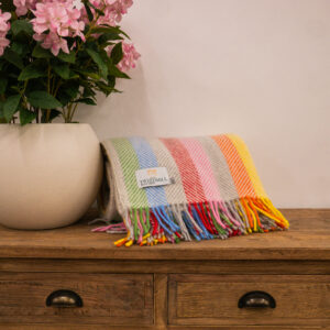 Tweedmill 100% Wool Stripe Throw in Rainbow Grey