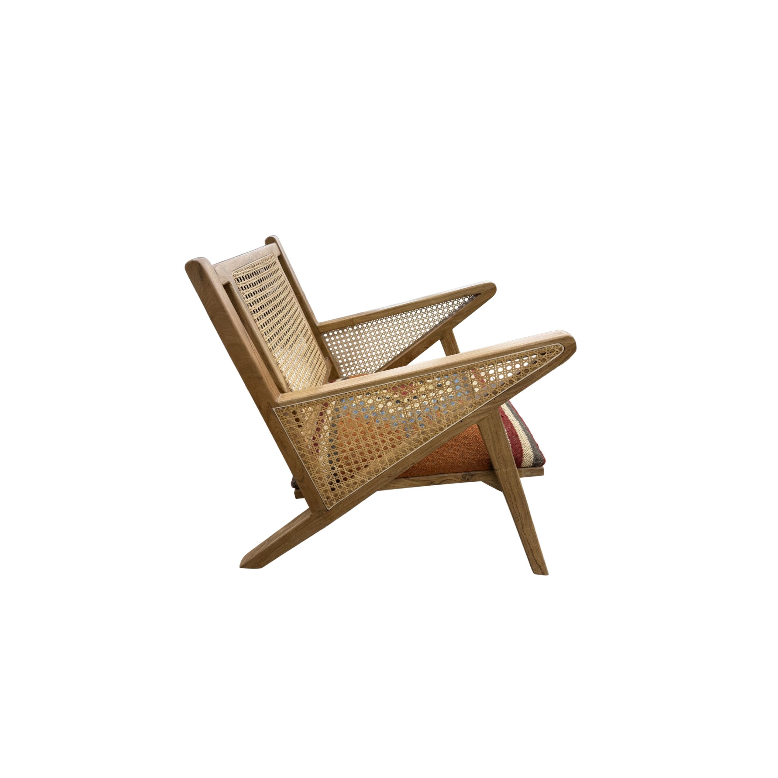 Red Kilim Rattan Occasional Chair - Image 4