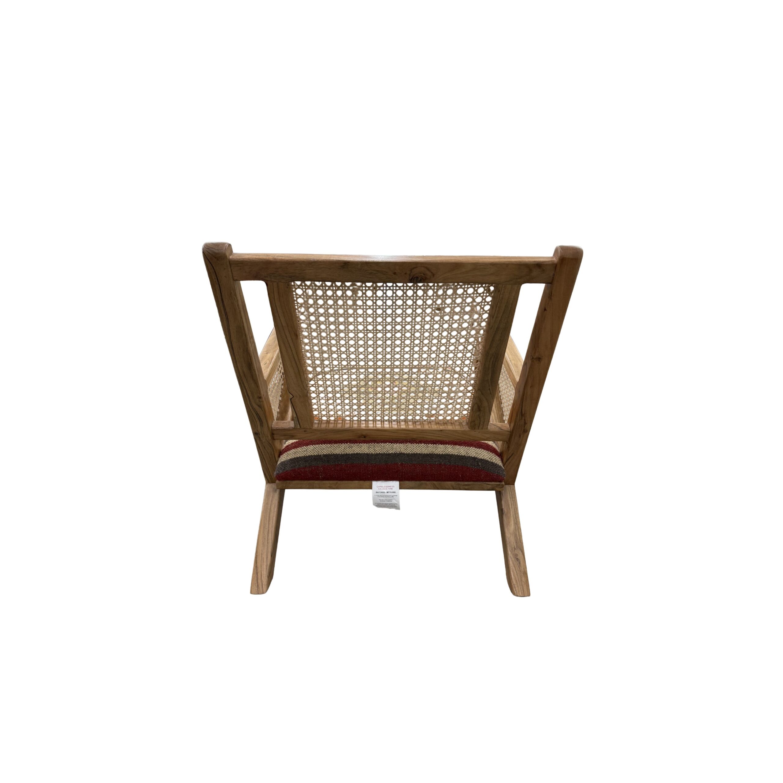 Red Kilim Rattan Occasional Chair - Image 5