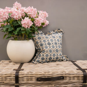 Square Blue Ruffle Cushion
