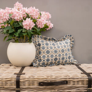 Rectangle Blue Ruffle Cushion
