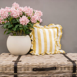 Honeydew Stripe Ruffle Cushion