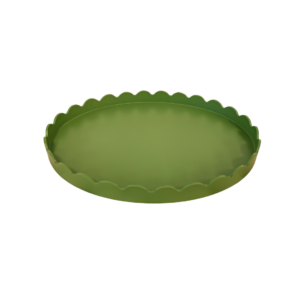 Oval Scalloped Tray in Olive Green