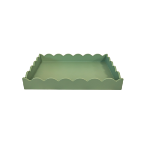Small Rectangular Scalloped Tray in Eau De Nil