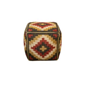 Charcoal & Red Kilim Footstool