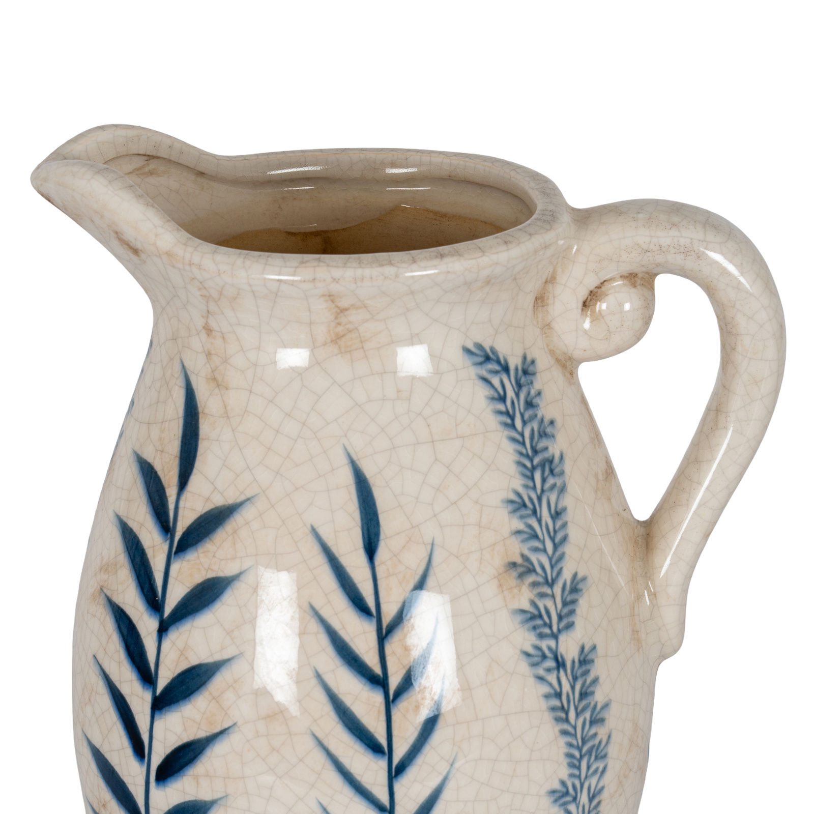 Large Blue Botanical Ceramic Jug - Image 2