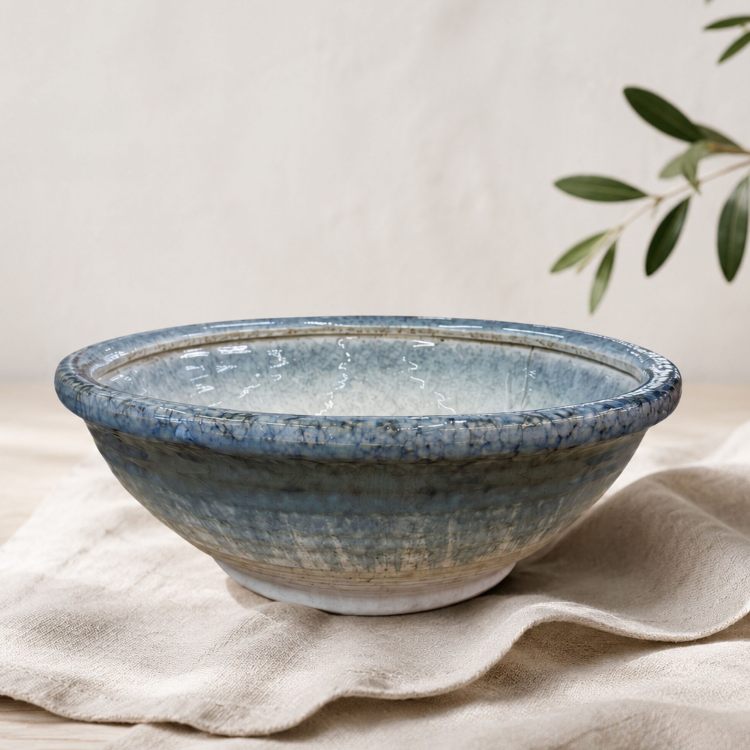 Blue Glazed Ceramic Bowl - Image 2