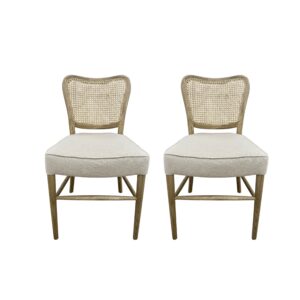 Pair of Natural Rattan Back Dining Chairs