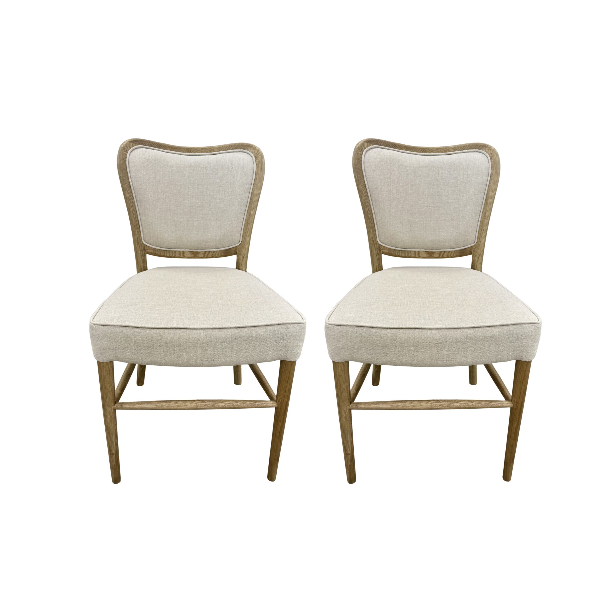 Pair of Natural Upholstered Dining Chairs