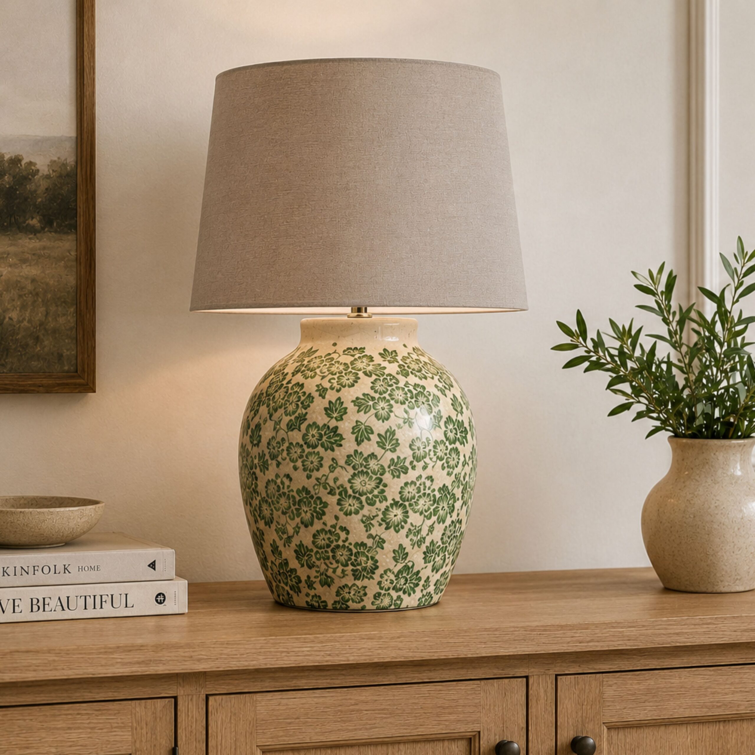 Green Clover Ceramic Pot Lamp - Image 2
