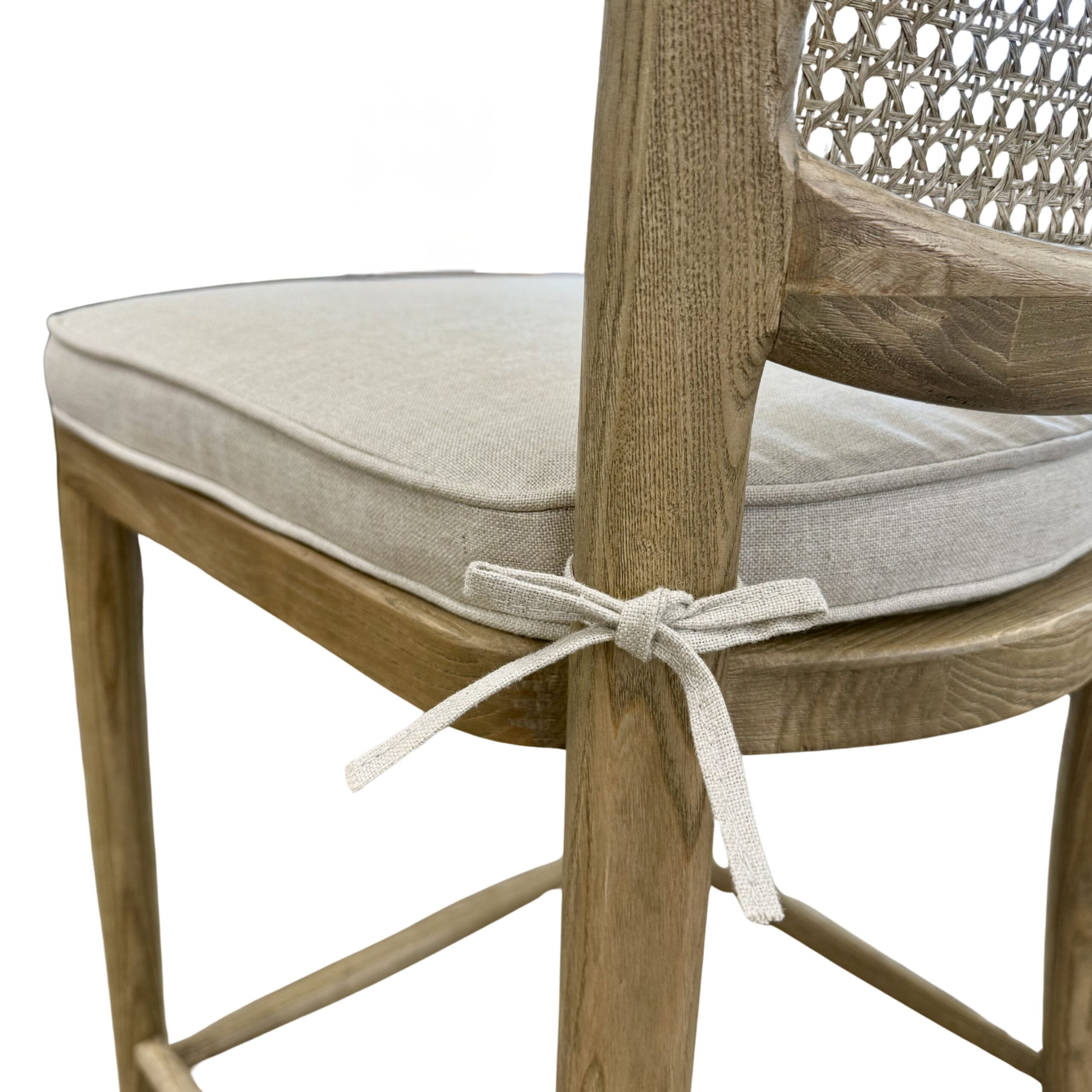 Natural Rattan Back Bar Stool with Upholstered Seat Pad - Image 7
