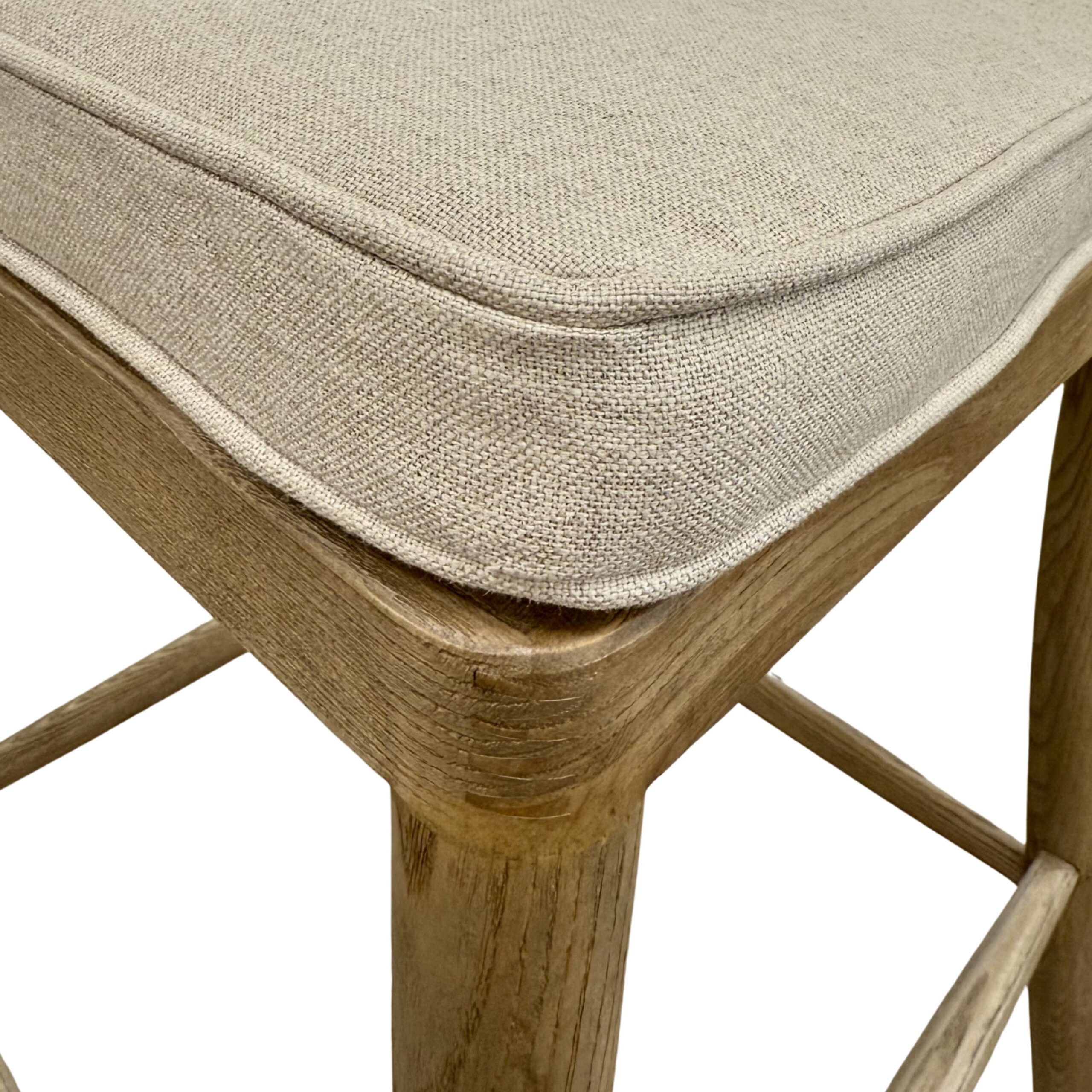 Natural Rattan Back Bar Stool with Upholstered Seat Pad - Image 8