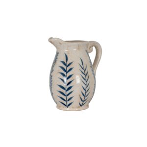Large Blue Botanical Ceramic Jug