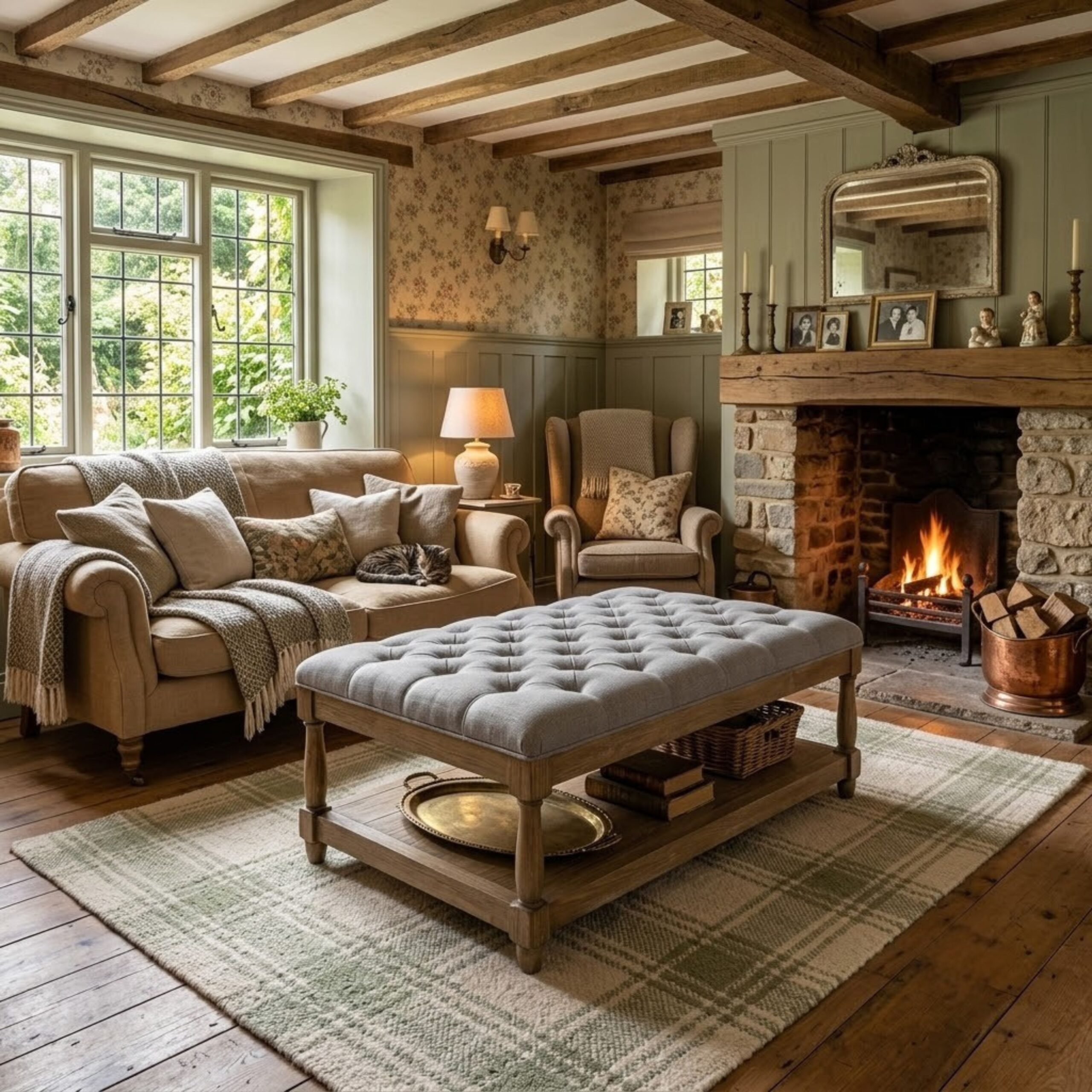 Soft Grey Buttoned Coffee Table - Image 6