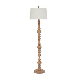 Turned Floor Lamp with Textured Linen Shade