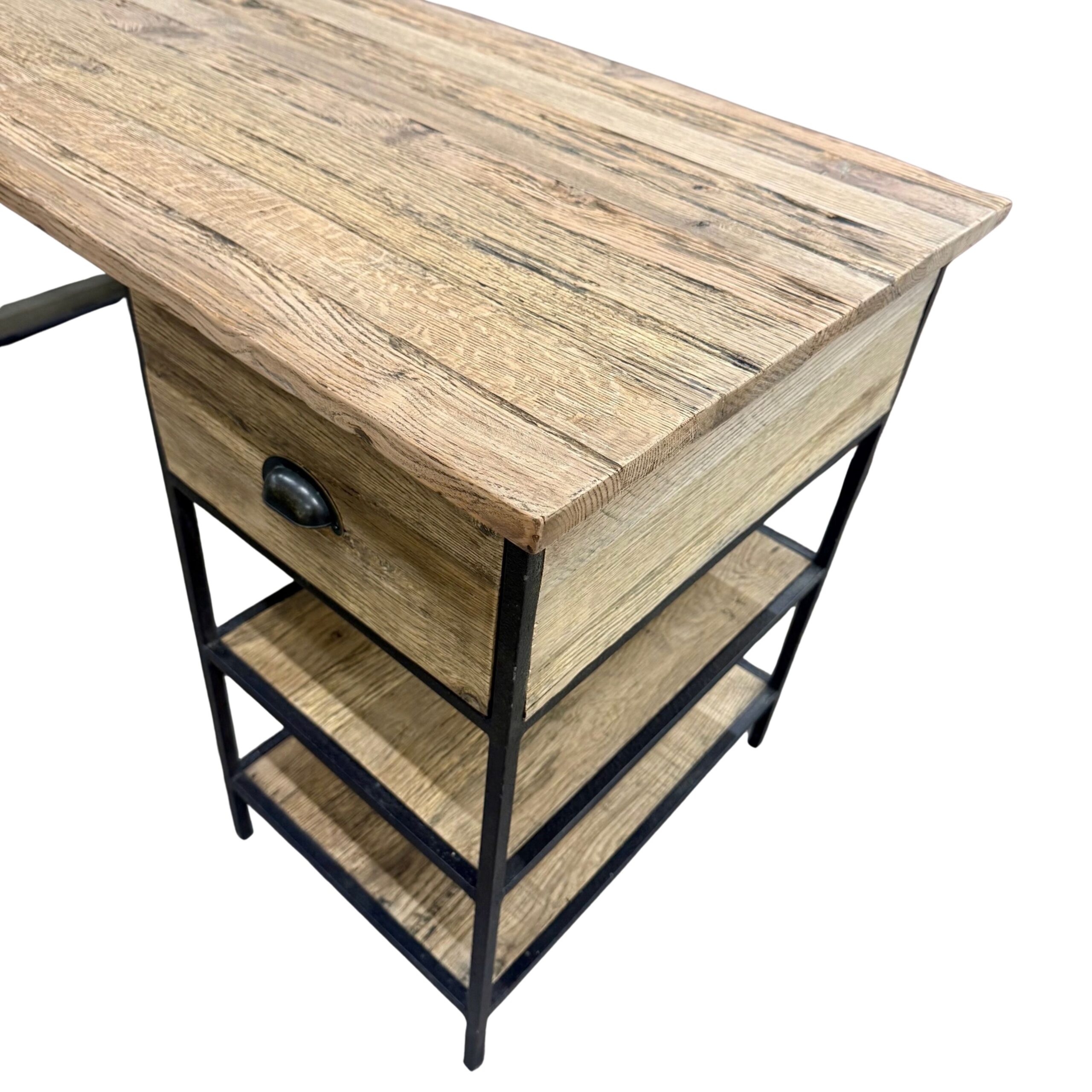 Reclaimed Oak With Iron Frame Desk - Image 3