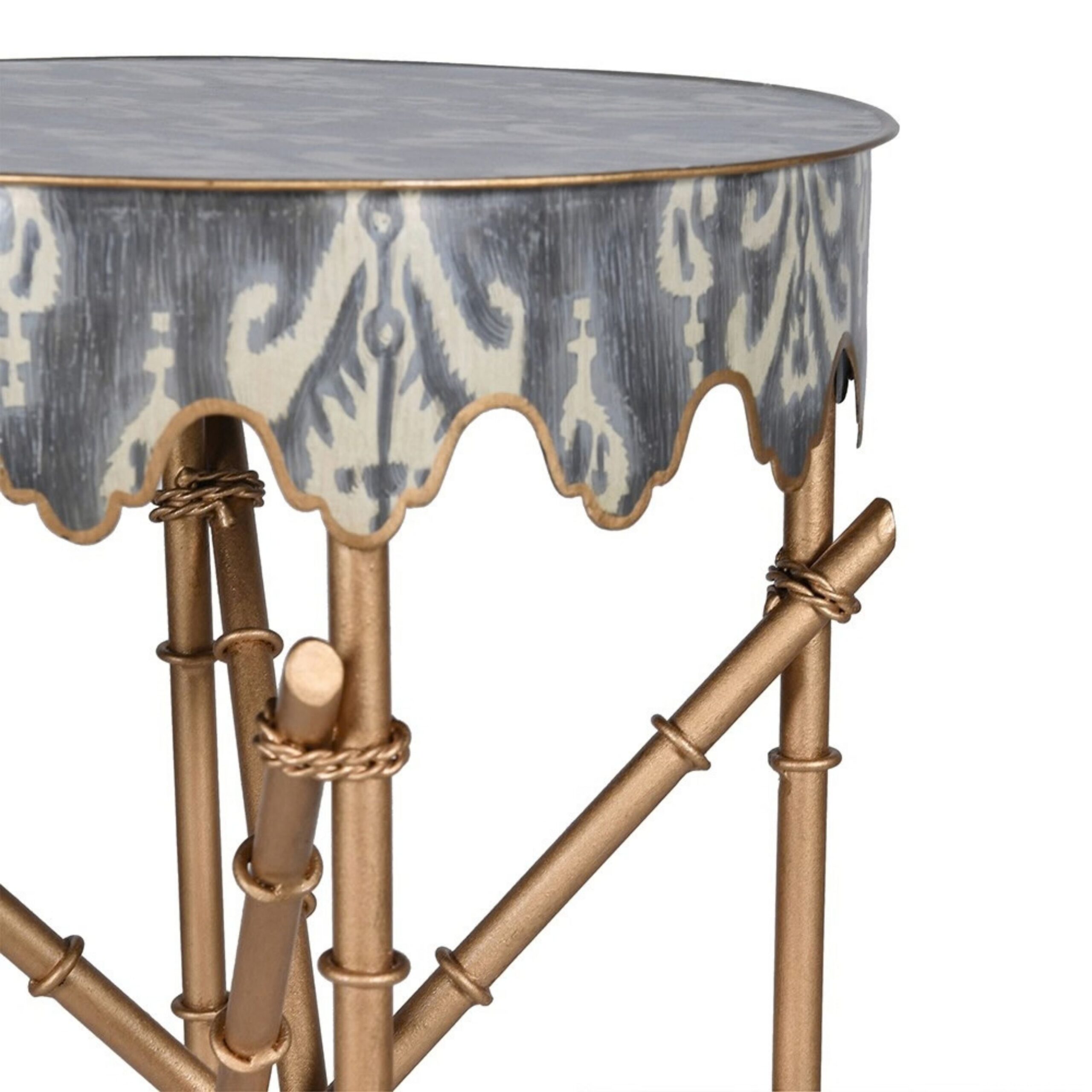 Grey Ikat Round Side Table - Image 3