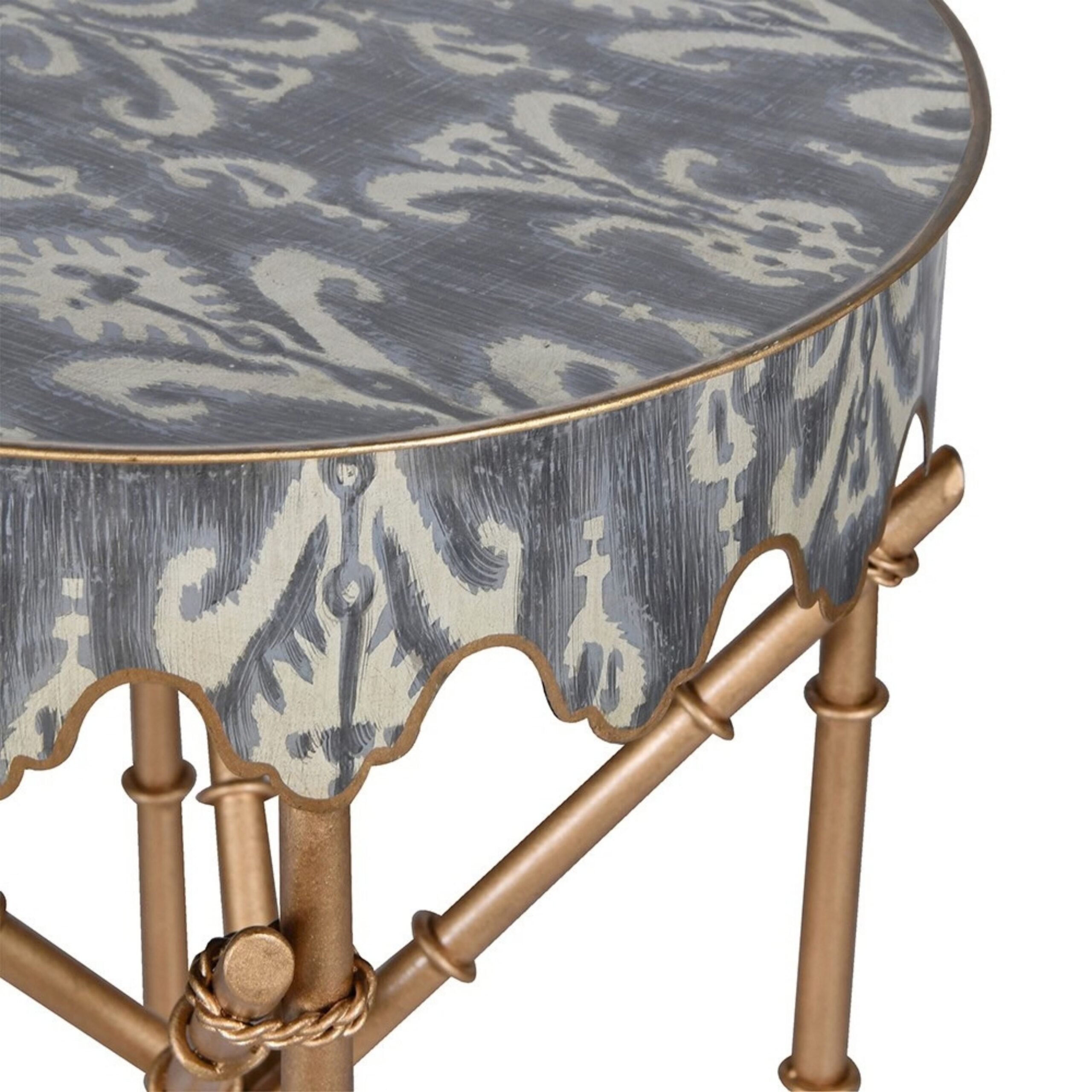 Grey Ikat Round Side Table - Image 4