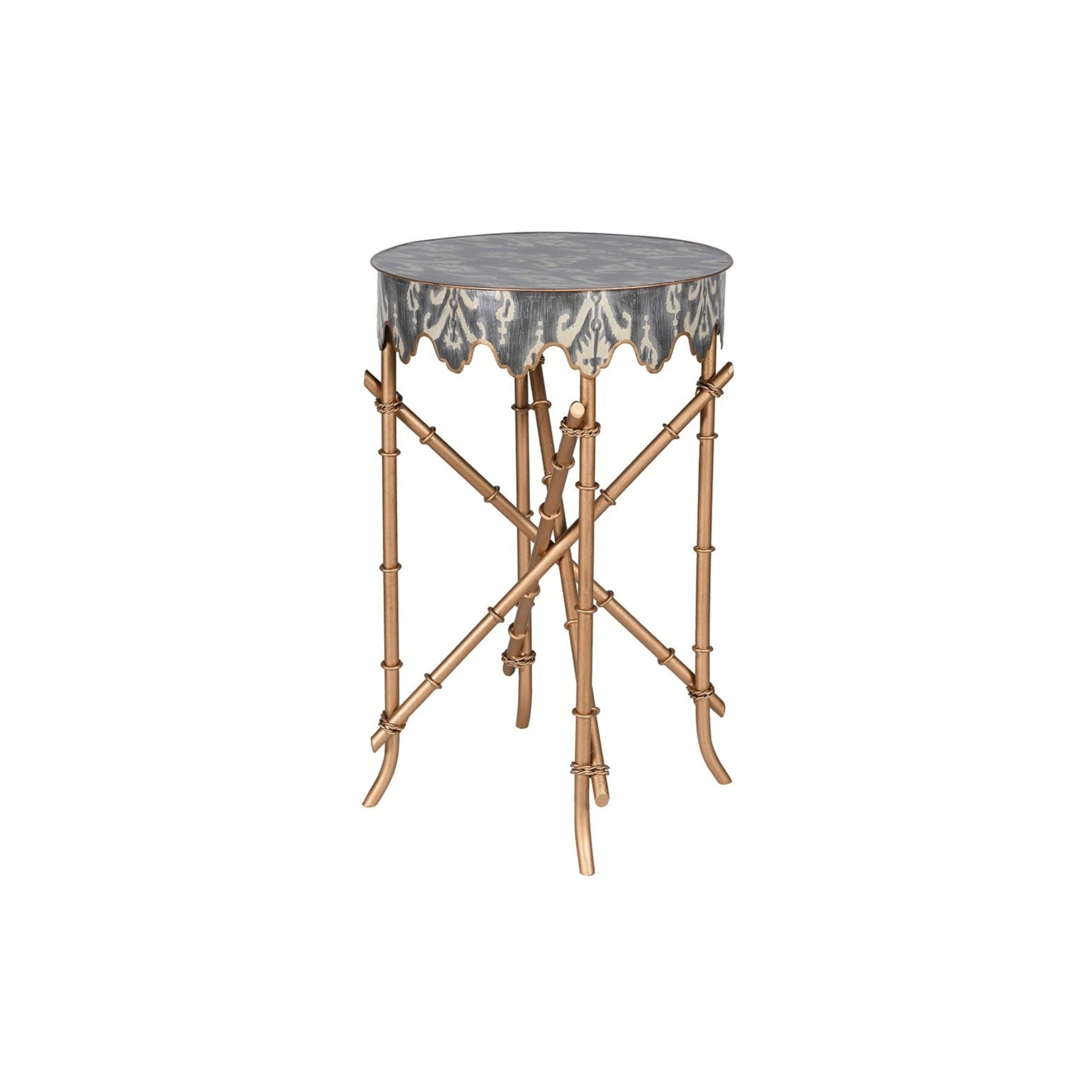 Grey Ikat Round Side Table