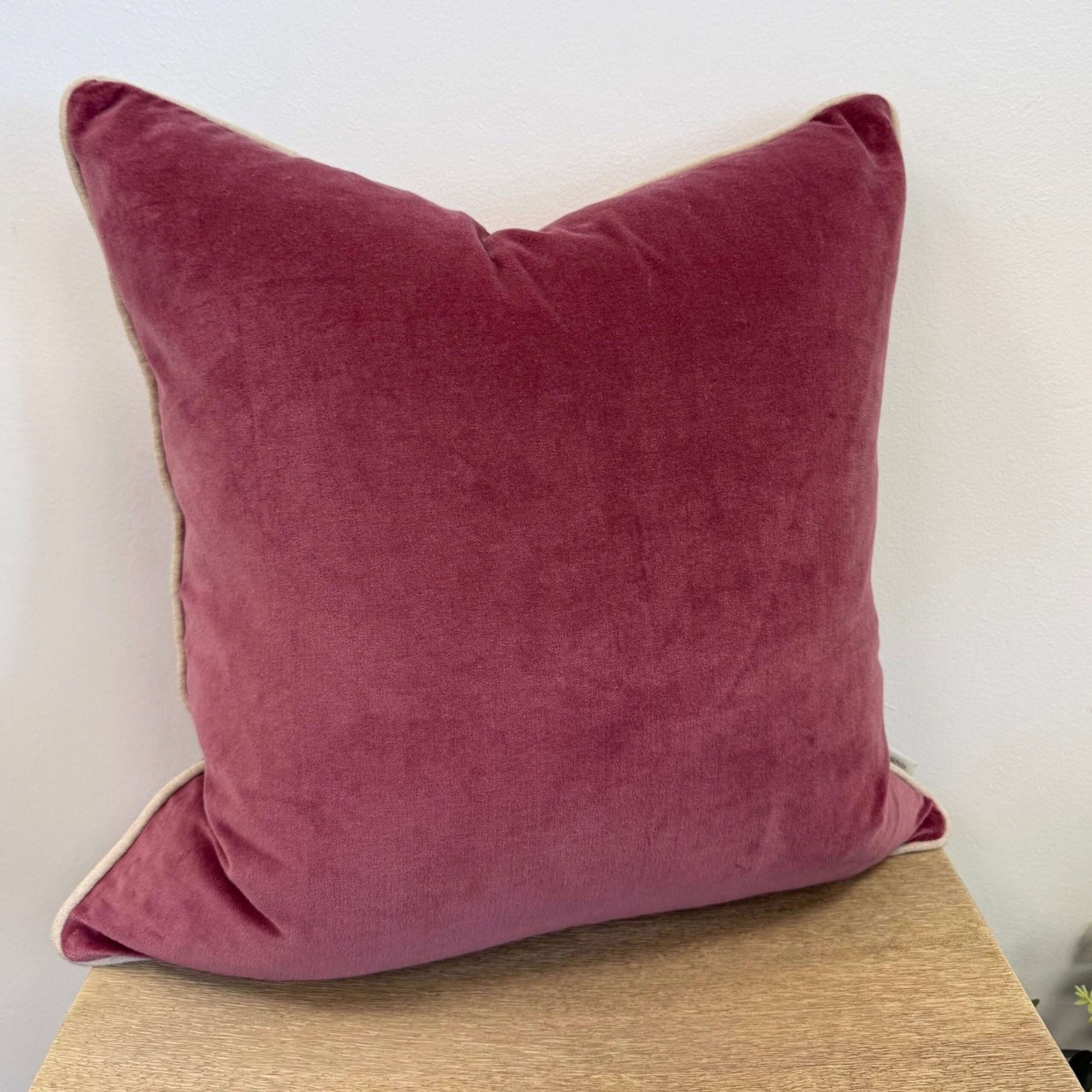 Pomegranate Cotton Velvet Piped Cushion - Image 2