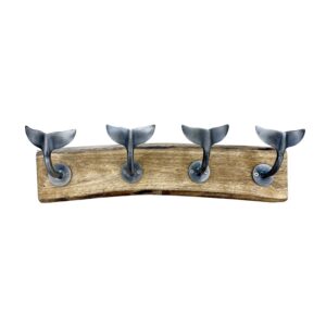 4 Antique Silver Whale Hooks