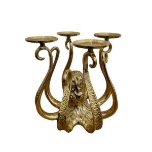 Octopus Antique Gold Candle Holder