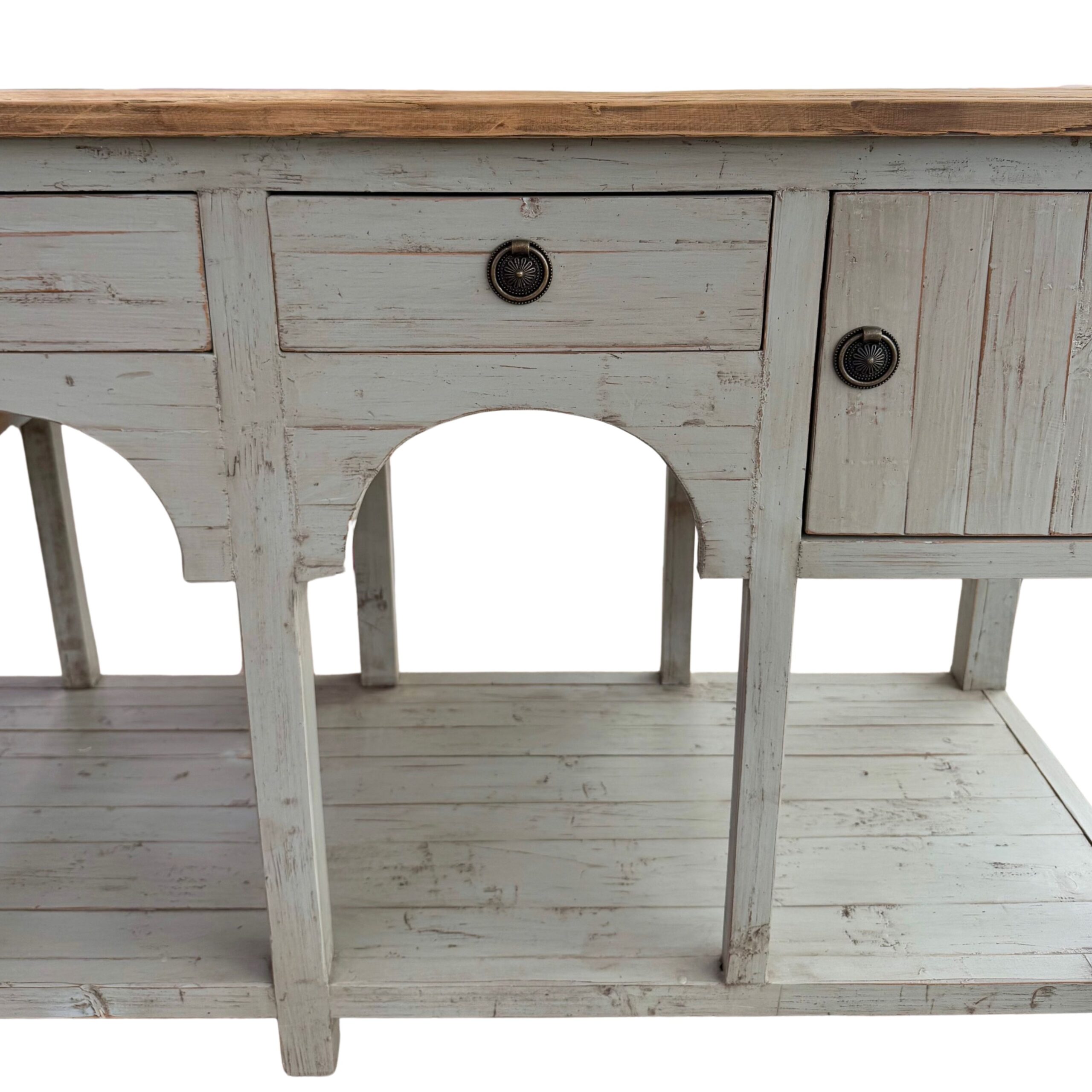 Painted Grey Distressed Arch Sideboard - Image 5