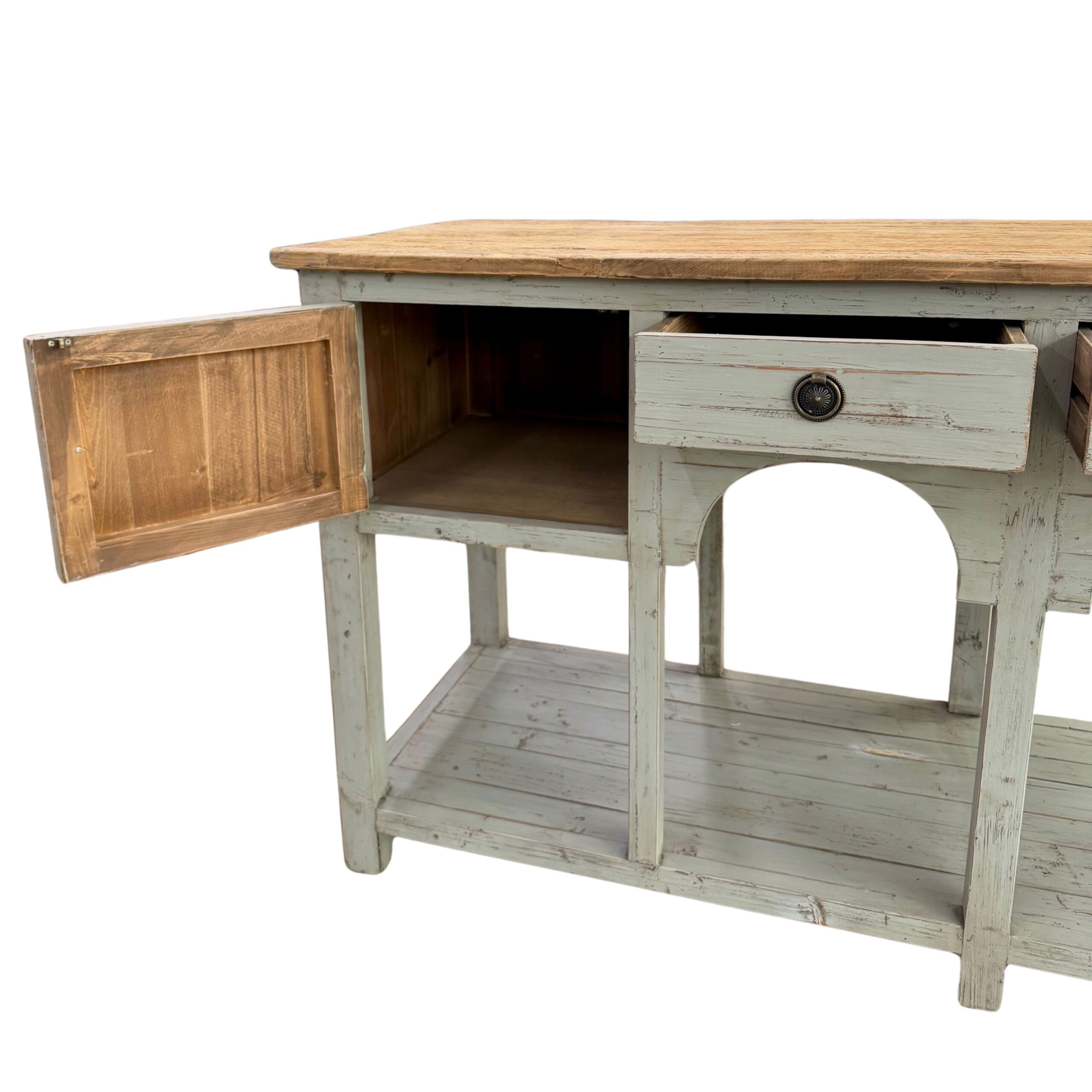 Painted Grey Distressed Arch Sideboard - Image 7