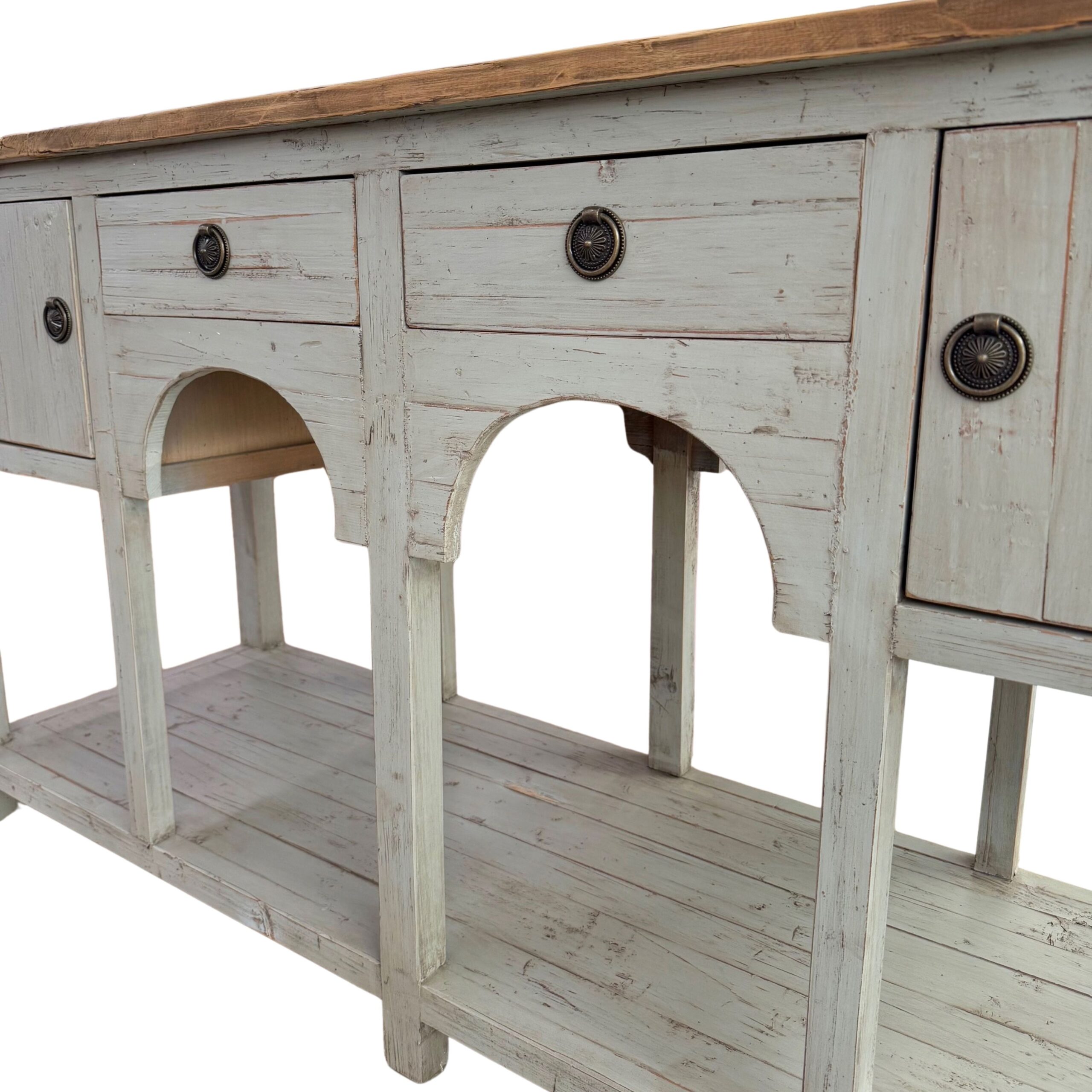 Painted Grey Distressed Arch Sideboard - Image 3