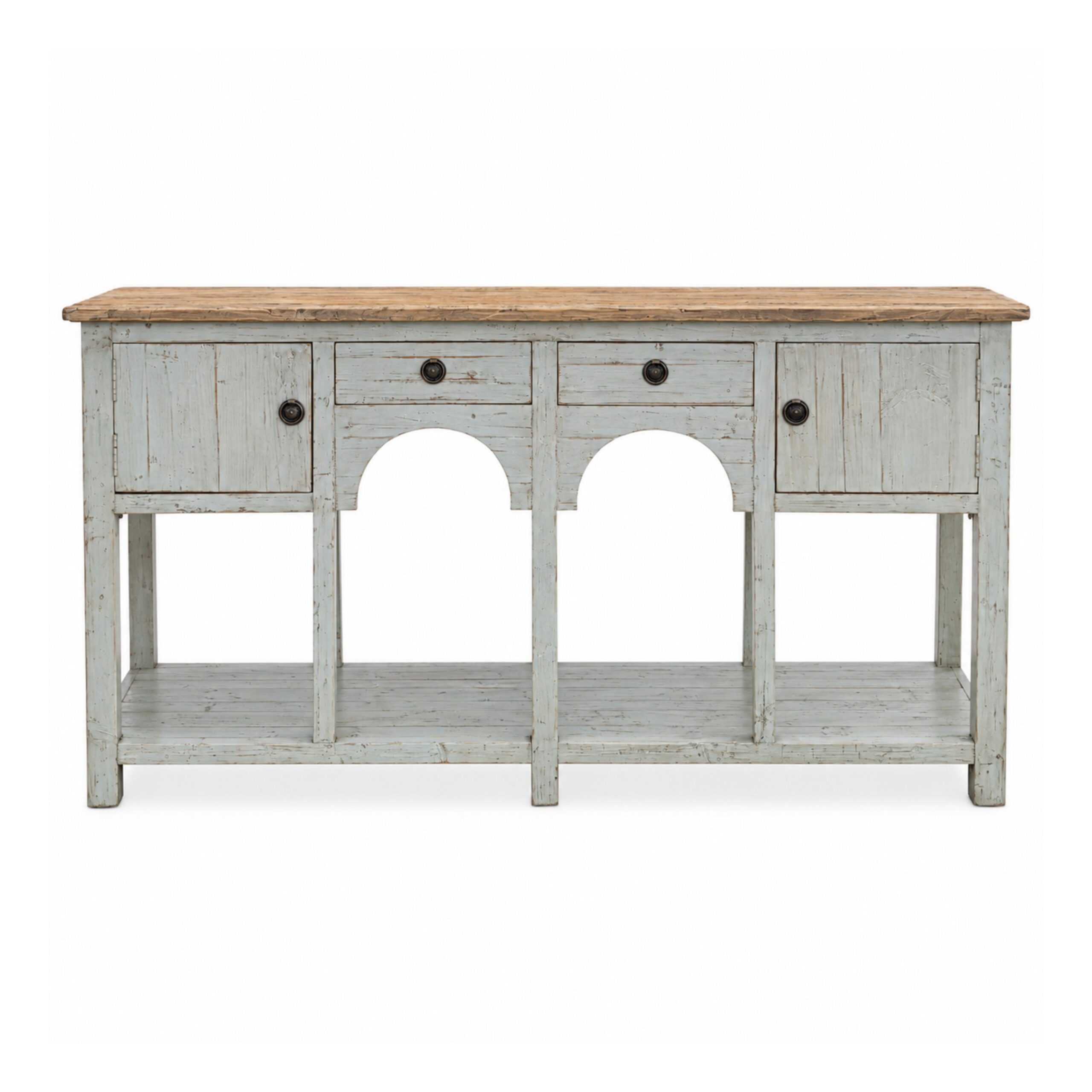Painted Grey Distressed Arch Sideboard