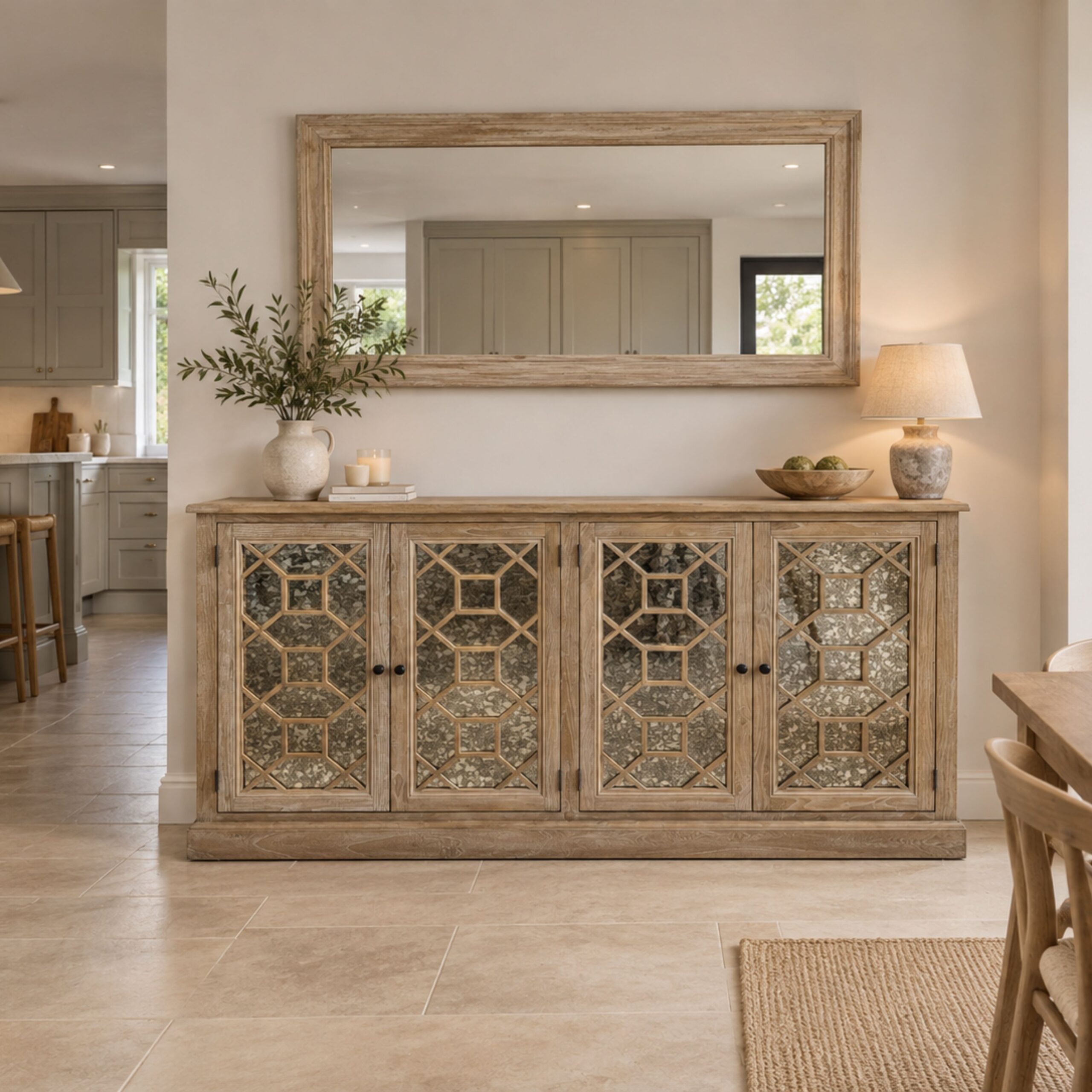 Large Antique Mirrored Sideboard - Image 2