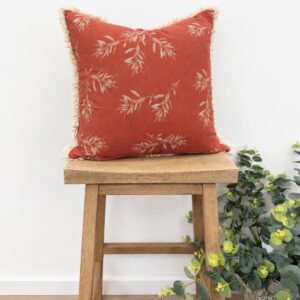 Olive Branch Cushion in Cinnamon