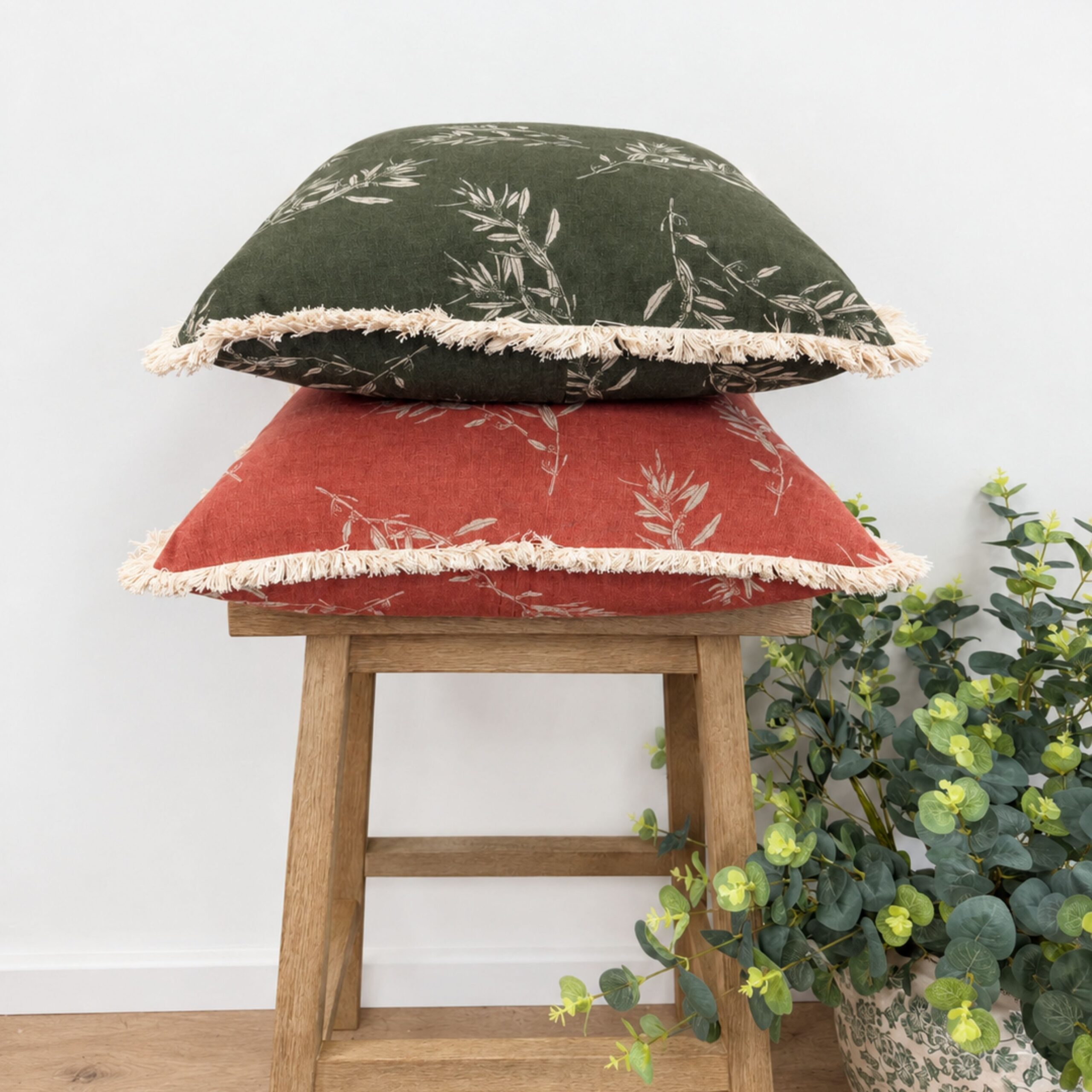 Olive Branch Cushion in Cinnamon - Image 2