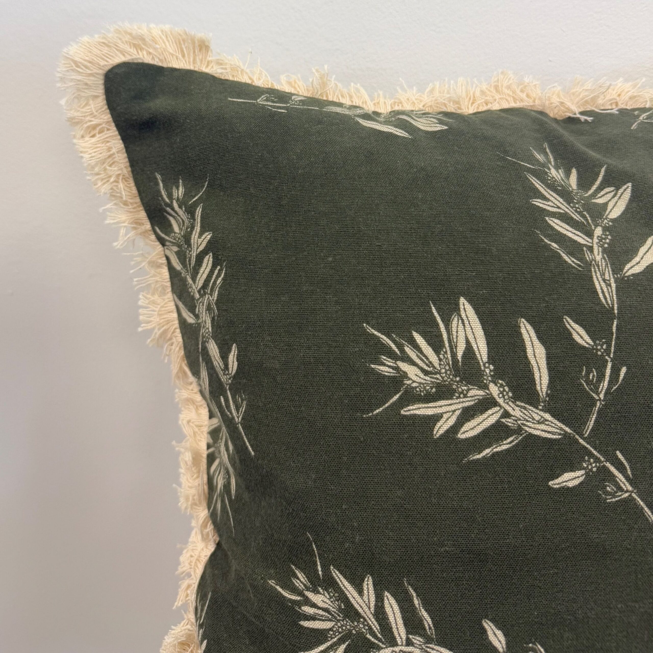 Olive Branch Cushion in Forest Green - Image 4