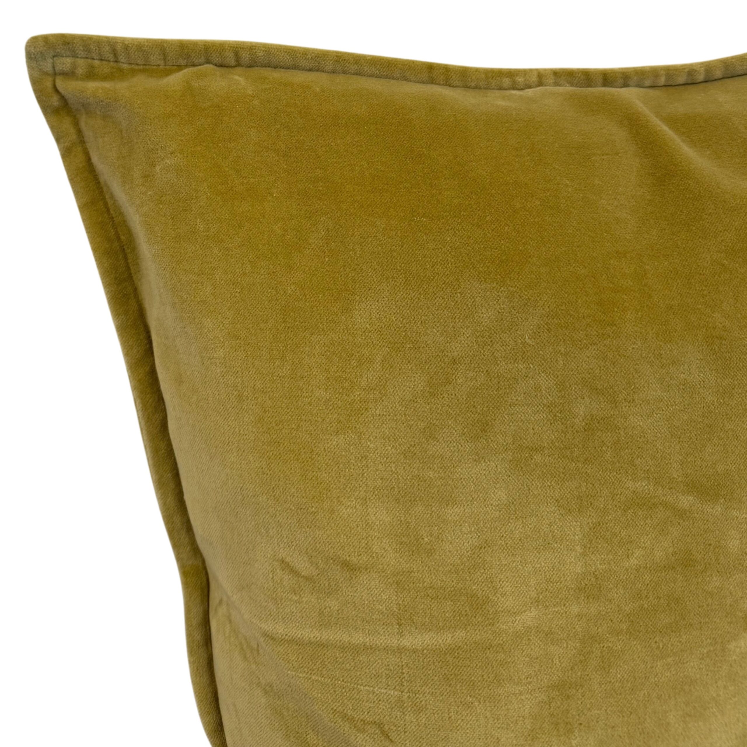 Washed Cotton Velvet Cushion in Saffron - Image 4