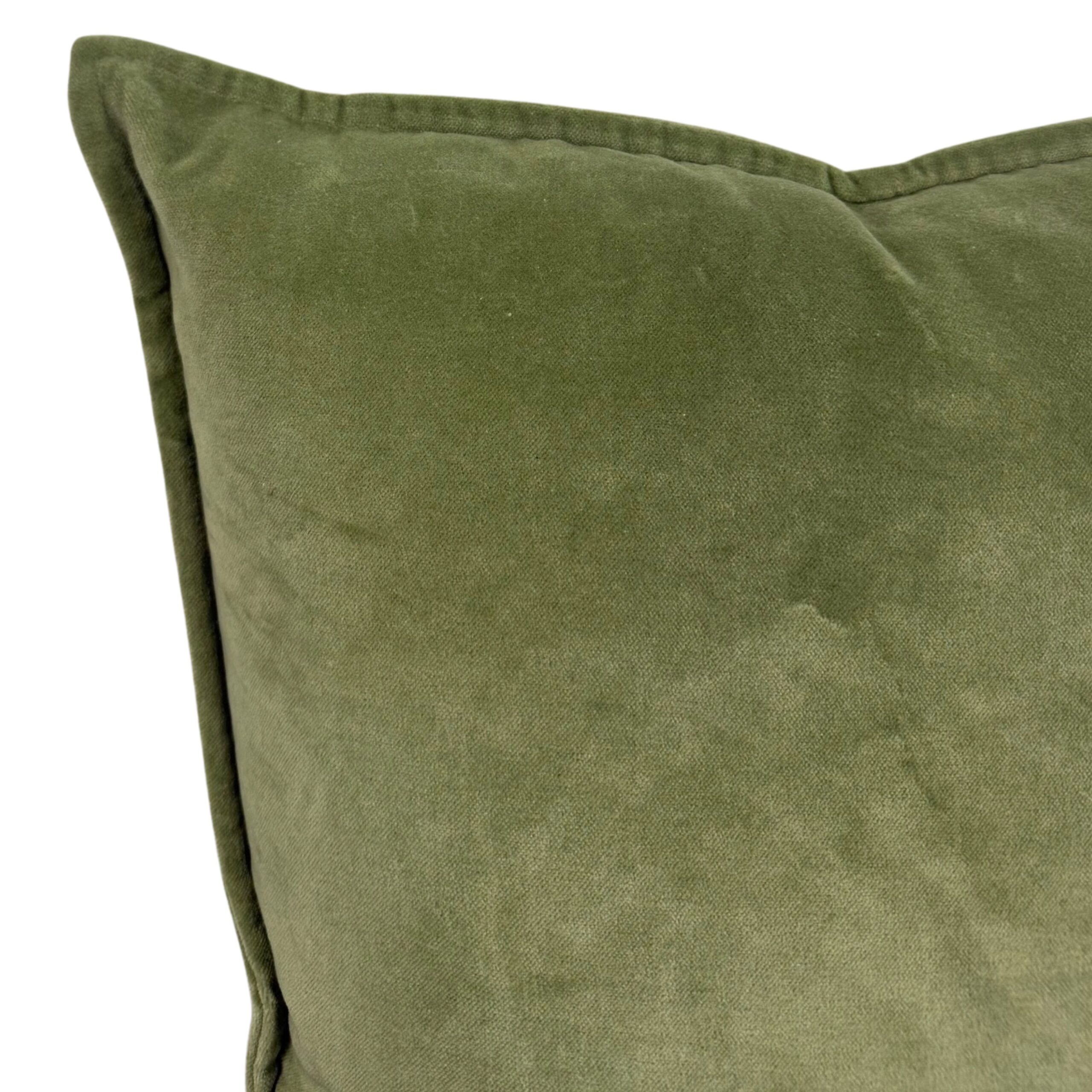 Washed Cotton Velvet Cushion in Sage Green - Image 4