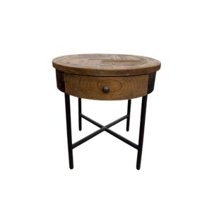 Industrial Round 1 Drawer Side Table