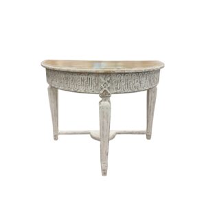 White Carved Half Moon Console Table