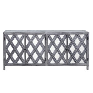 Grey Geometric Mirrored Sideboard